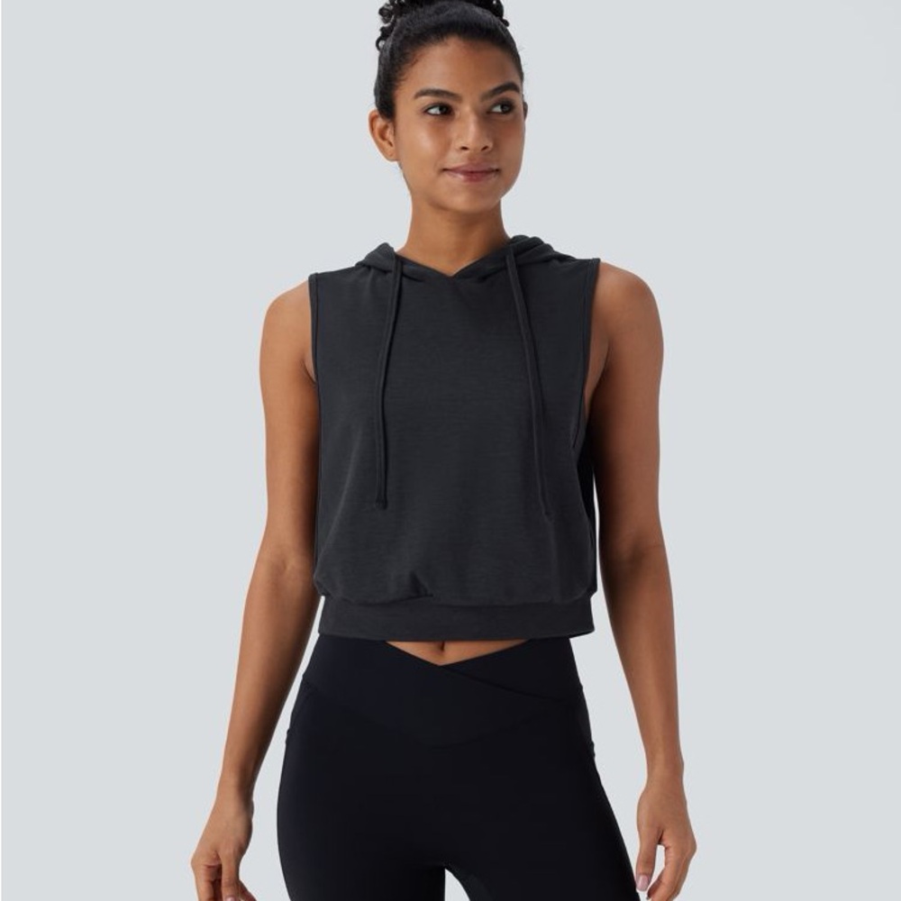 Halara Hooded Drawstring Sleeveless Workout Tank Top